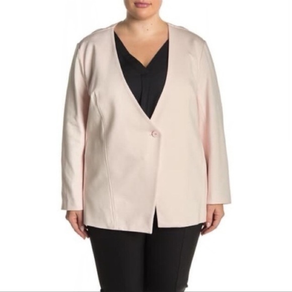 AMANDA + Chelsea pink ponte one button ponte blazer jacket - Picture 2 of 6